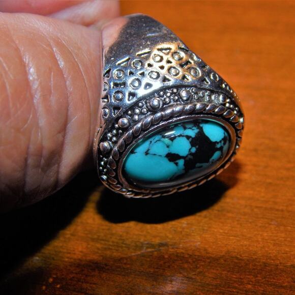 Size 9.5 Faux Turquoise Rings - Picture 2 of 4